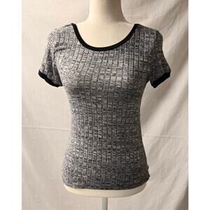 Active USA 90s Y2K Tee Shirt Gray Ribbed Top Skater Grunge Womens Size Small